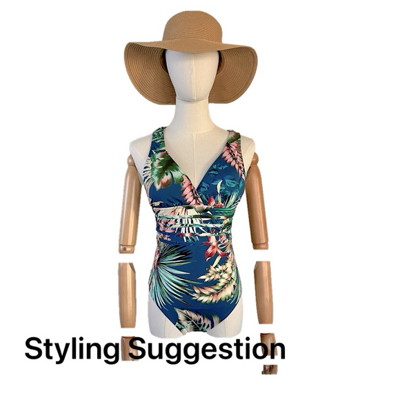 La Blanca Swimsuit V Neck One Piece Tropical Print New 6 - Picture 8 of 13